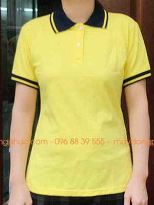 Áo phông đồng phục màu vàng phối đen
