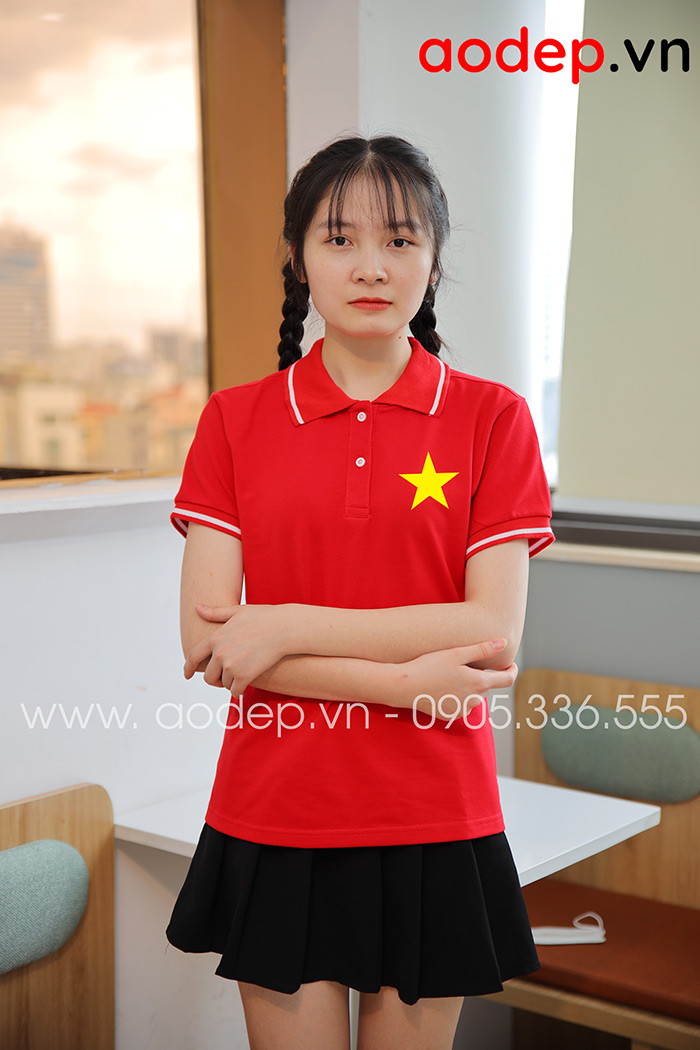 Áo polo cờ đỏ sao vàng đẹp | Ao phong dong phuc