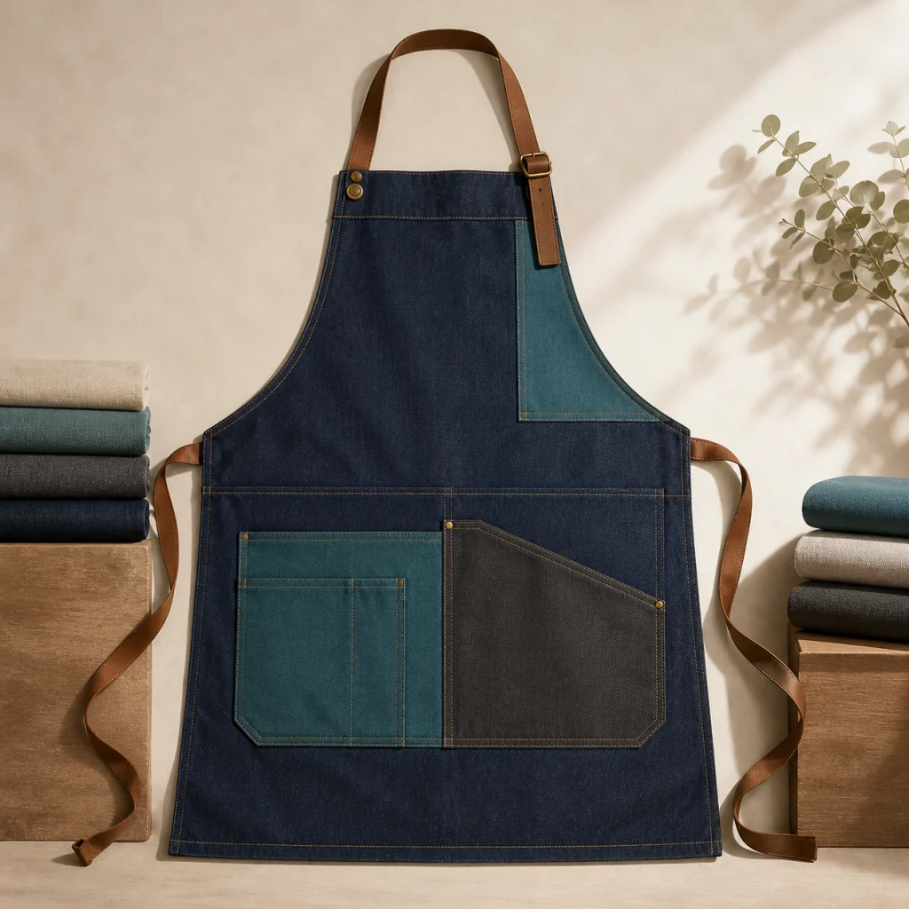 Tạp Dề Jean Canvas May Theo Màu Nhận Diện